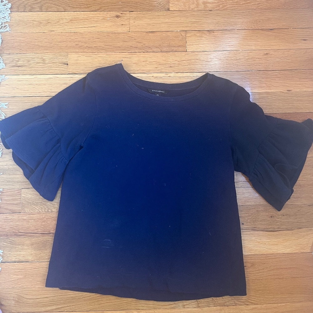 Navy Top with Flare Sleeves